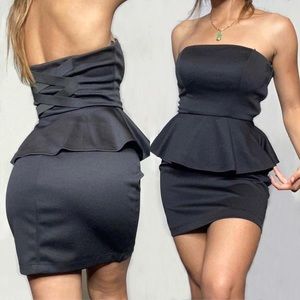 SOLD - B. Smart - Strapless Peplum Bodycon Little Black Dress